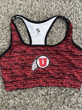 University Of Utah Sports Bra Women’s M Red Black White College Football Utes